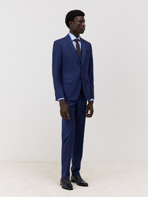 Gilet de costume en laine bleu cobalt - Father & Sons   - 3 
