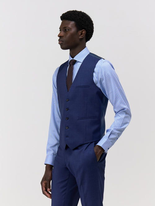 Gilet de costume en laine bleu cobalt - 1 - Father & Sons   - 16 