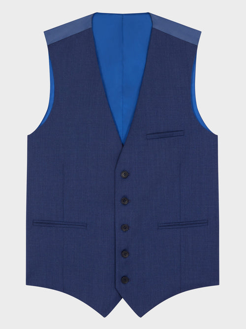 Gilet de costume en laine bleu cobalt - Father & Sons   - 4 