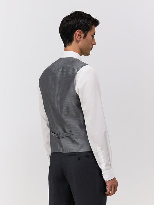 Gilet de costume en laine Marzotto unie anthracite - 2 - Father & Sons   - 15 