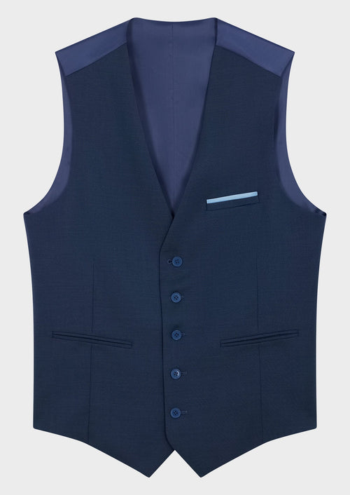 Gilet de costume en laine unie bleu prusse - 1 - Father & Sons   - 18 