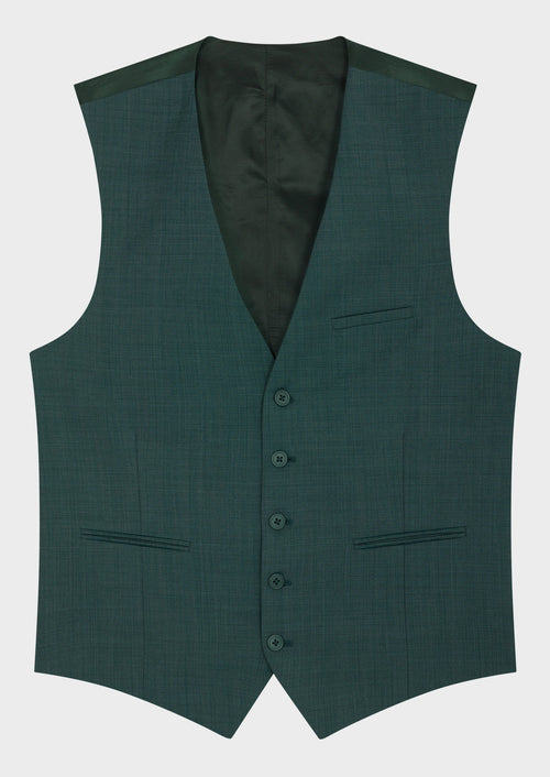 Gilet de costume en laine unie bleu prusse - 1 - Father & Sons   - 10 