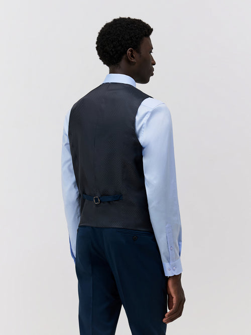 Gilet de costume en laine stretch bleu prusse - 2 - Father & Sons   - 15 