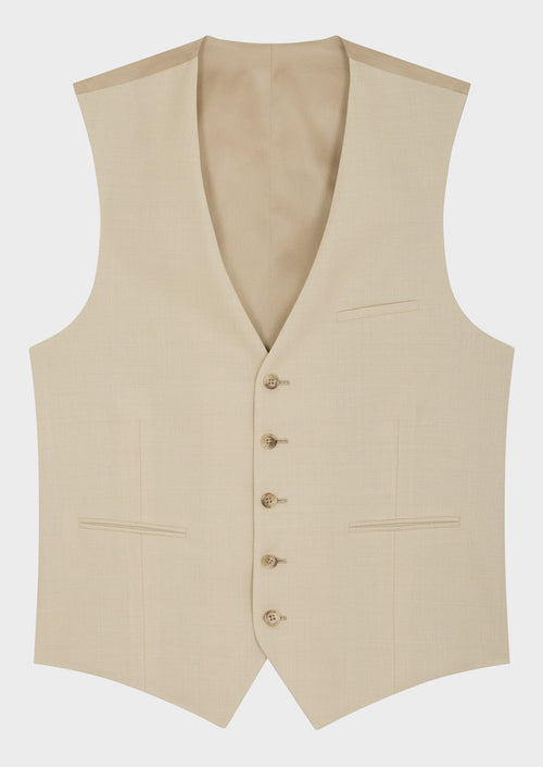 Gilet de costume en laine unie sable - 1 - Father & Sons   - 7 
