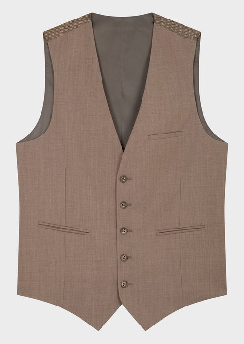 Gilet de costume en laine unie taupe - Father & Sons   -  