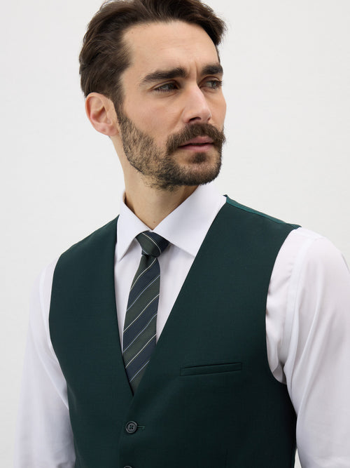 Gilet de costume en laine vert bouteille - Father & Sons   - 3 