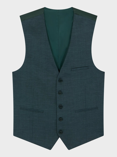 Gilet de costume en laine mélangée vert bouteille - Father & Sons   - 4 