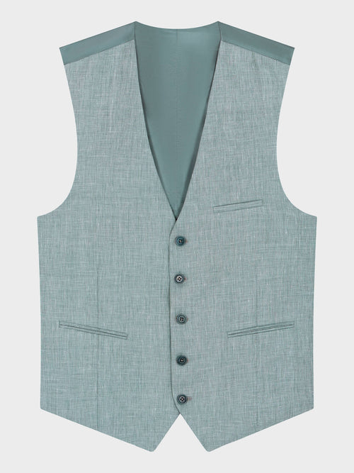 Gilet de costume en laine et lin vert d'eau - Father & Sons   - 4 