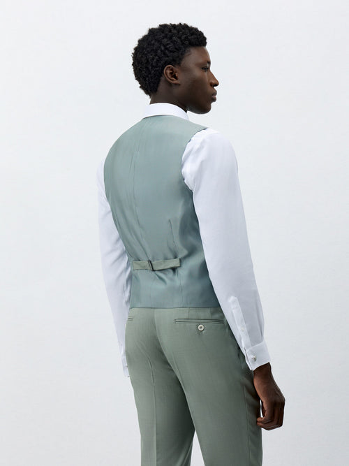 Gilet de costume croisé en laine vert d'eau - 2 - Father & Sons   - 1 