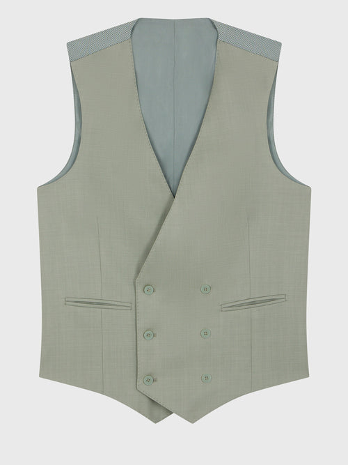 Gilet de costume croisé en laine vert d'eau - Father & Sons   - 4 