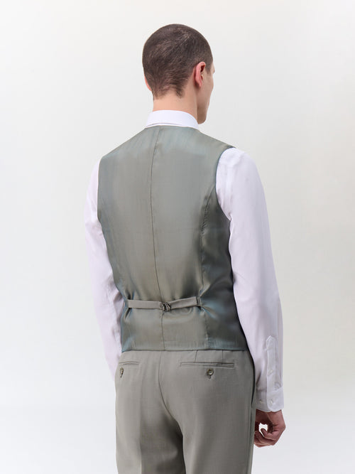 Gilet de costume en laine mélangée vert d'eau - 2 - Father & Sons   - 8 