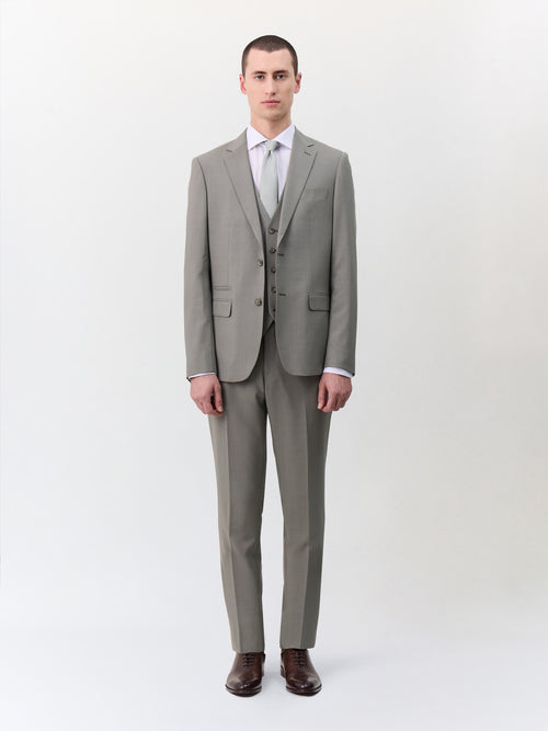 Gilet de costume en laine mélangée vert d'eau - Father & Sons   - 4 