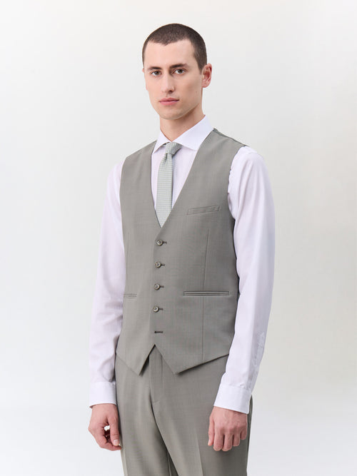 Gilet de costume en laine mélangée vert d'eau - 1 - Father & Sons   - 8 