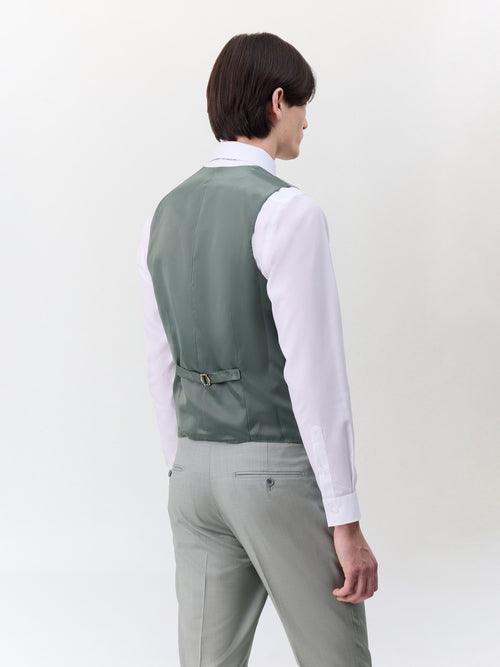 Gilet de costume croisé en laine vert d'eau - 2 - Father & Sons   - 7 