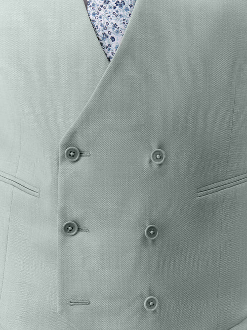 Gilet de costume croisé en laine vert d'eau - Father & Sons   - 4 