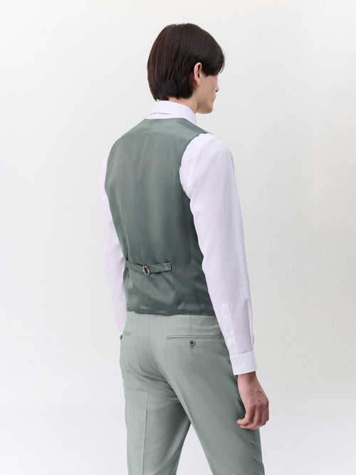 Gilet de costume croisé en laine vert d'eau - 2 - Father & Sons   - 2 