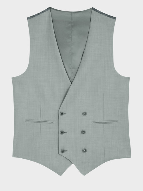 Gilet de costume croisé en laine vert d'eau - Father & Sons   - 6 