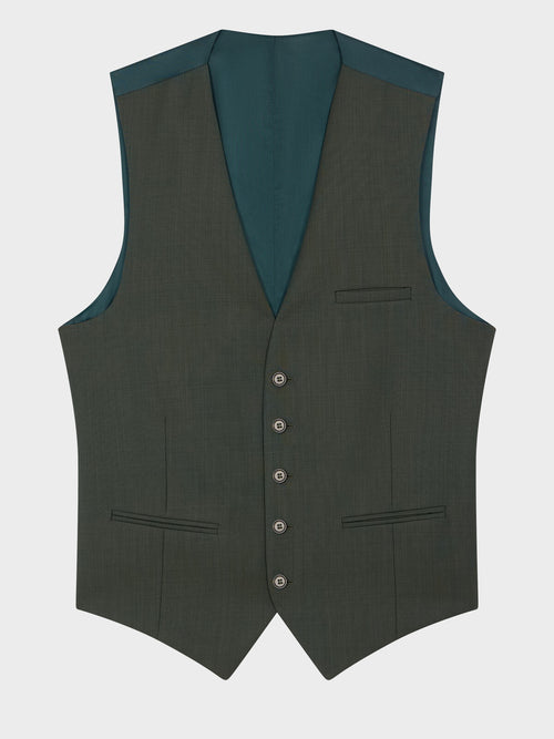 Gilet de costume en laine kaki - Father & Sons   - 5 