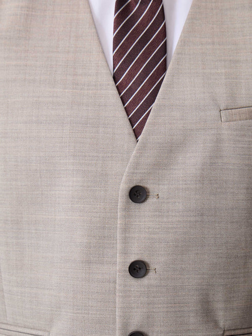 Gilet de costume en laine beige - Father & Sons   - 3 