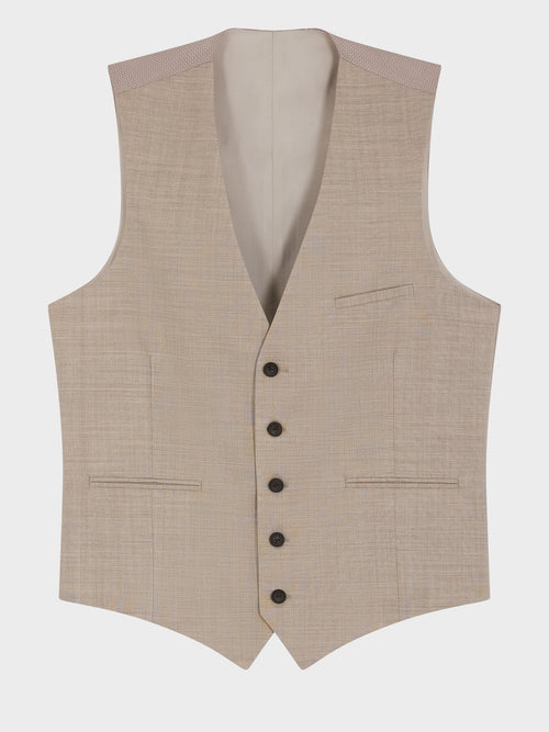 Gilet de costume en laine beige - Father & Sons   - 4 
