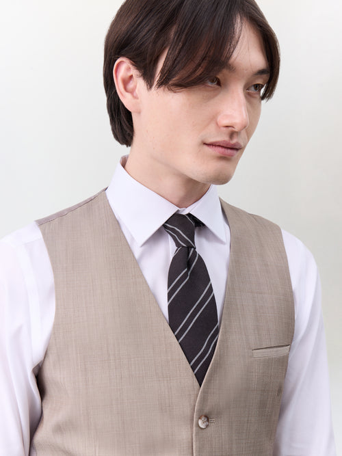 Gilet de costume en laine stretch beige - Father & Sons   - 3 