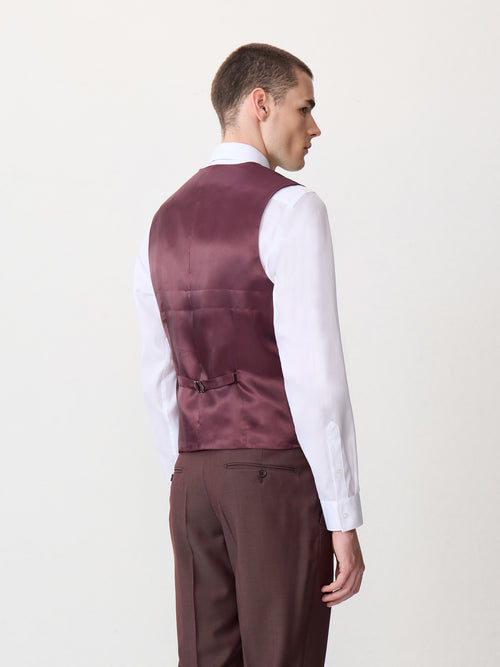 Gilet de costume en laine bordeaux - 2 - Father & Sons   - 12 