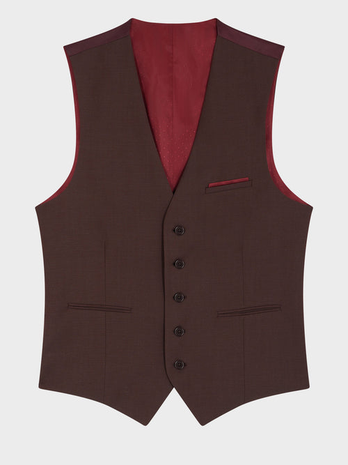Gilet de costume en laine bordeaux - Father & Sons   - 4 