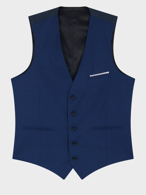 Gilet de costume en laine Marzotto bleu indigo - Father & Sons   - 1 