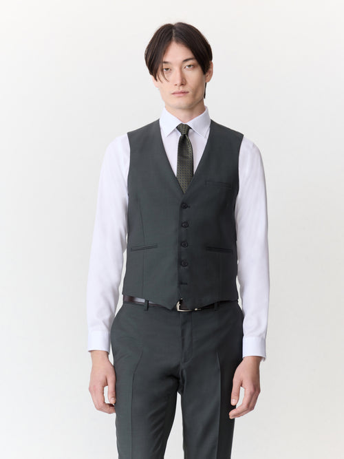 Gilet de costume en laine kaki - 1 - Father & Sons   - 14 
