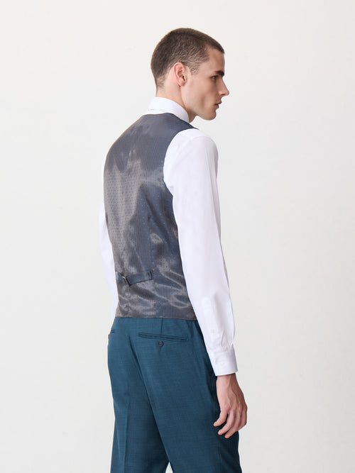 Gilet de costume en laine bleue - 2 - Father & Sons   - 2 