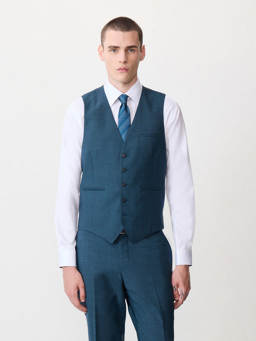 Gilet de costume en laine bleue - 1 - Father & Sons   - 2 