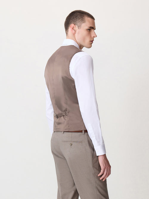 Gilet de costume en laine stretch marron - 2 - Father & Sons   - 8 