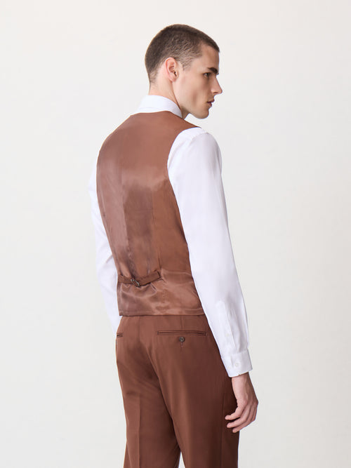 Gilet de costume en laine terracotta - 2 - Father & Sons   - 4 