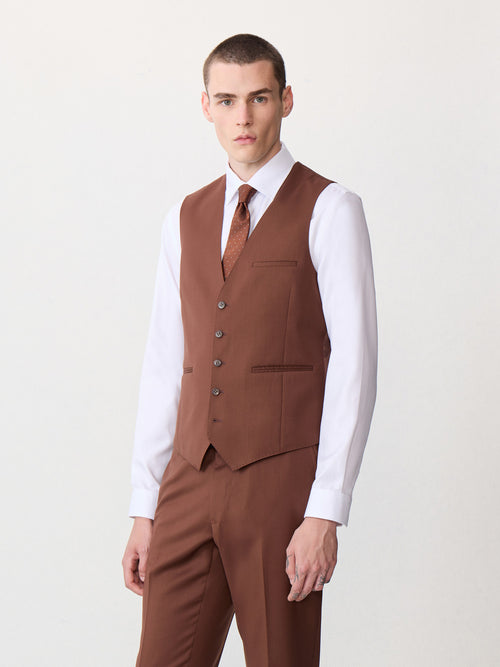 Gilet de costume en laine terracotta - 1 - Father & Sons   - 4 