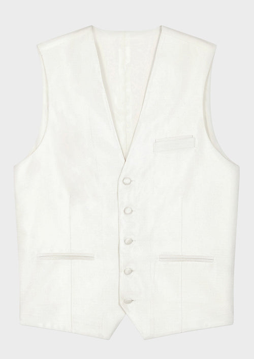 Gilet de smoking en soie unie écrue - 1 - Father & Sons   - 12 