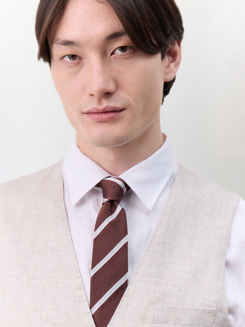 Gilet de costume en lin beige - Father & Sons   - 3 