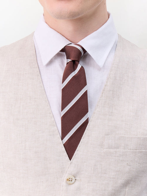 Gilet de costume en lin beige - Father & Sons   - 4 