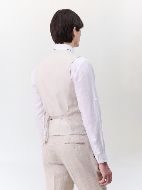 Gilet de costume en lin beige - 2 - Father & Sons   - 3 