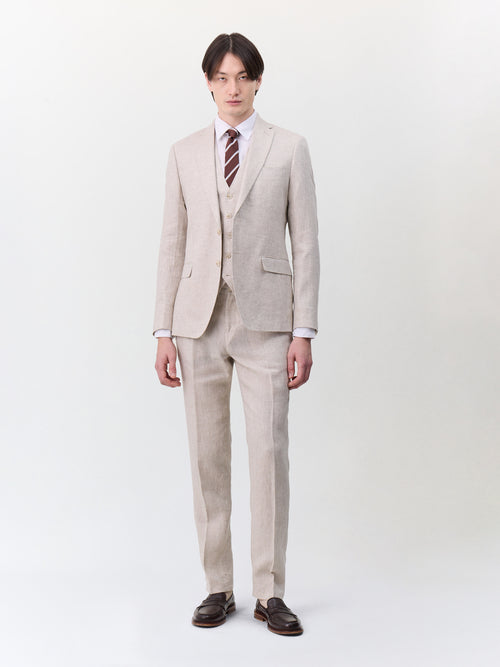 Gilet de costume en lin beige - Father & Sons   - 5 