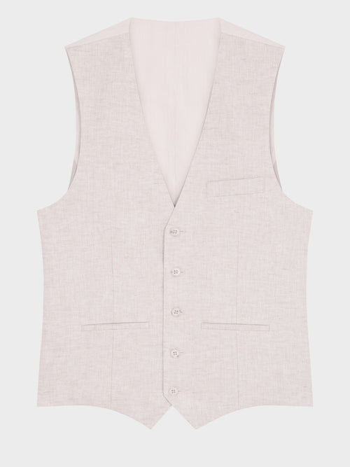 Gilet de costume en lin beige - Father & Sons   - 6 
