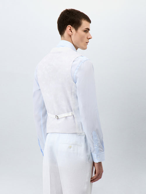 Gilet de costume en lin blanc - 2 - Father & Sons   - 2 