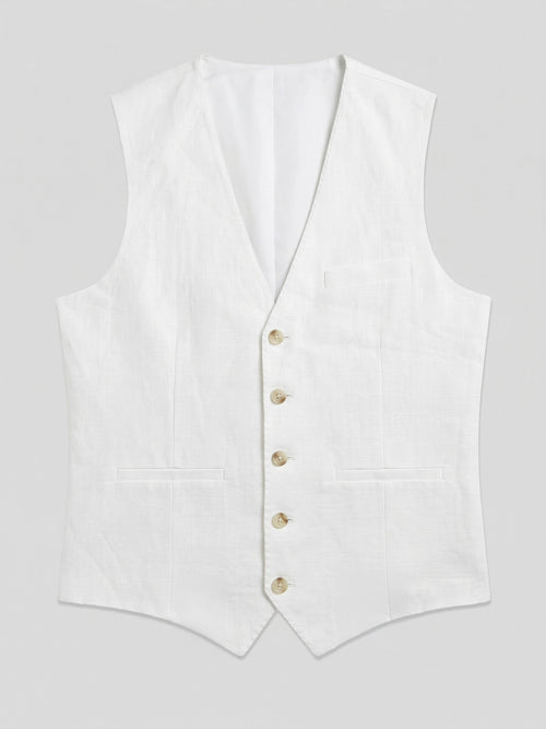 Gilet de costume en lin blanc - 1 - Father & Sons   - 4 