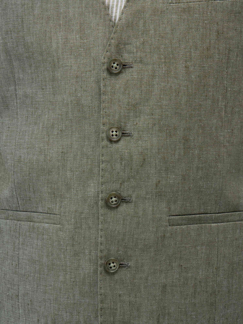 Gilet de costume en lin kaki - Father & Sons   - 3 