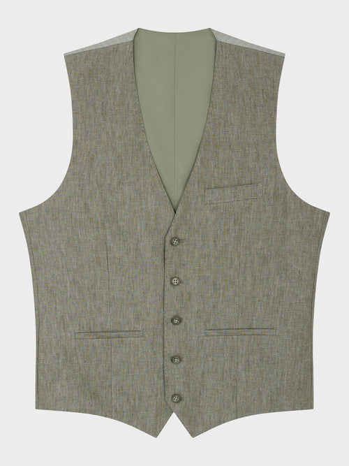 Gilet de costume en lin kaki - Father & Sons   - 4 