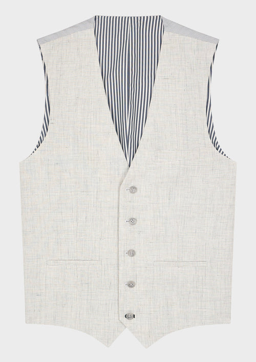 Gilet casual en lin gris perle Prince de Galles - 1 - Father & Sons   - 15 