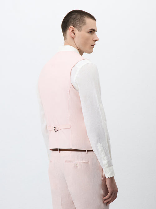 Gilet de costume en lin rose - 2 - Father & Sons   - 5 
