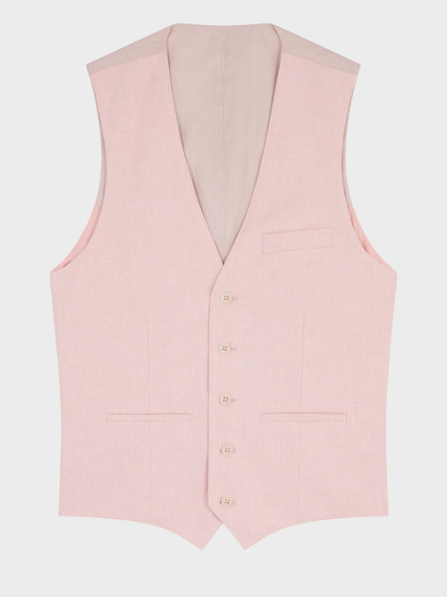 Gilet de costume en coton et lin rose pâle - Father & Sons   - 5 