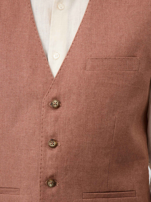Gilet de costume en lin terracotta - Father & Sons   - 3 