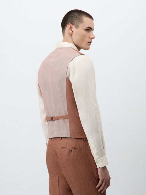 Gilet de costume en lin terracotta - Father & Sons   - 2 