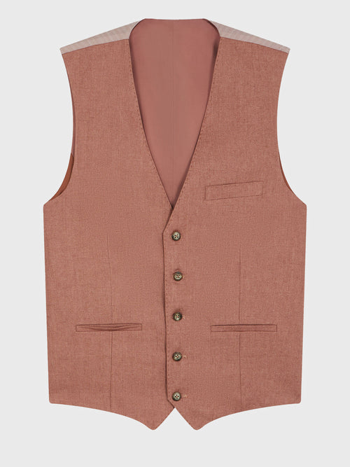 Gilet de costume en lin terracotta - Father & Sons   - 4 